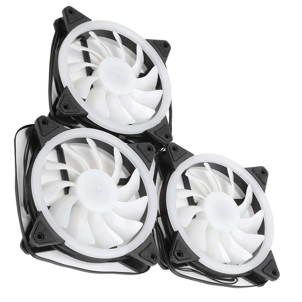 3Pcs Computer Chassis Cooling Fan Mute 6‑Pin Dual RGB Lights with Remote Control 120mm