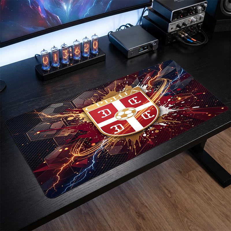 X2529==Serbia Crest Mouse Pad, Extended Non Slip Rubber Desk Mat for Gaming Office Laptop Fan Gift