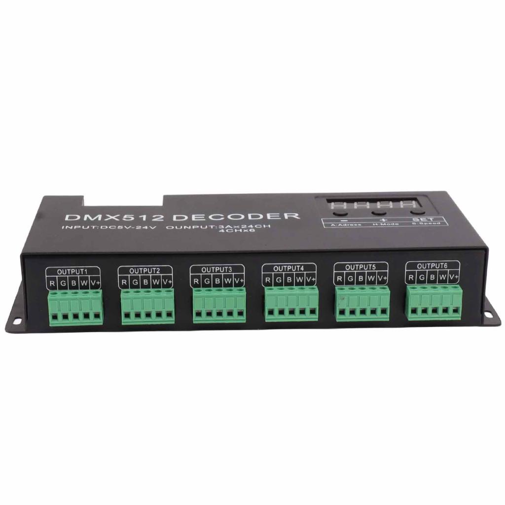 24 Channel Decoder Digital Display RGBW DMX512 Dimming Driver LED Controller for Stage Bar DC5V‑24V