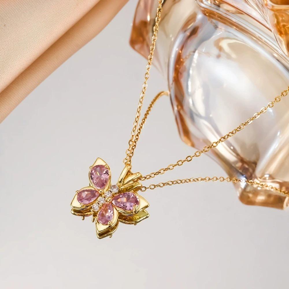 New Luxury Inlay Zircon Butterfly Pendant Necklace Stainless Steel Do Not Fade Clavicle Chain for Women Sweet Charm Jewelry Gift