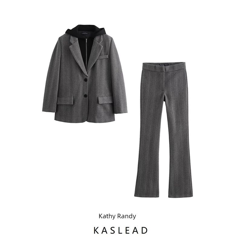 Kaslead New Arrival Women's Fashion Style Fashion Herringbone Twill Outwear Casual Pants 4387268