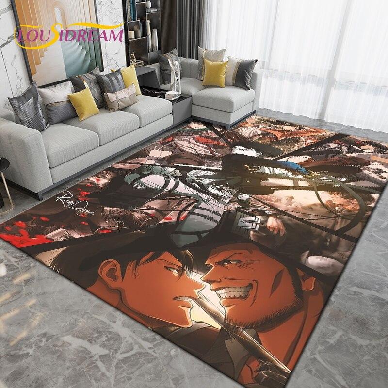 Anime Cartoon Attack On Titan Area Rug Large,Carpet Rug for Living Room Bedroom,Kitchen Bathroom Doormat Non-slip Floor Mat Gift