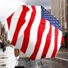 Liberty Statue With American Flag Automatic Folding Umbrella - 8-Rib Travel Umbrella with Auto Portable Case, Ideal Gift for Birthdays