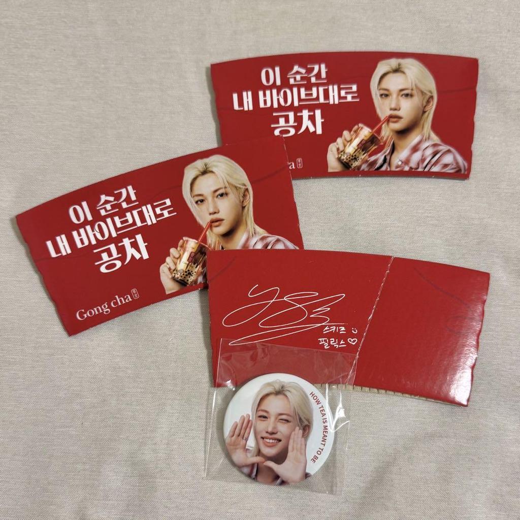 [USED] Gong Cha Felix Can Badge Cup Holder Korea Limited Edition Stray Kids