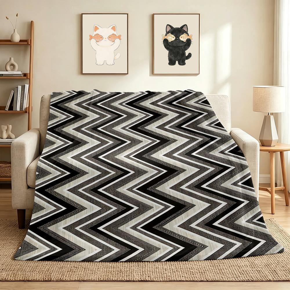Chevron Flannel Blanket Throw Blanket Soft Warm Sofa Bed Camping Car Home Decor Unique Christmas Gift C9301412