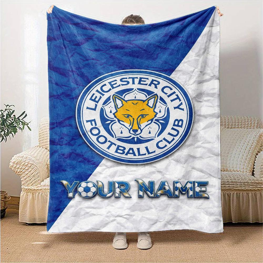 Name Custom Leicester City FC Logo Print Flannel Blanket High Quality Warm Comfortable Cover for All Seasons Perfect for Gifts Home Decor