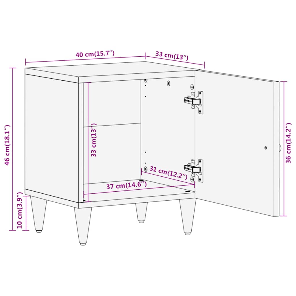 Nightstands (2 pcs) 40 x 33 x 46 cm Solid Mango Wood