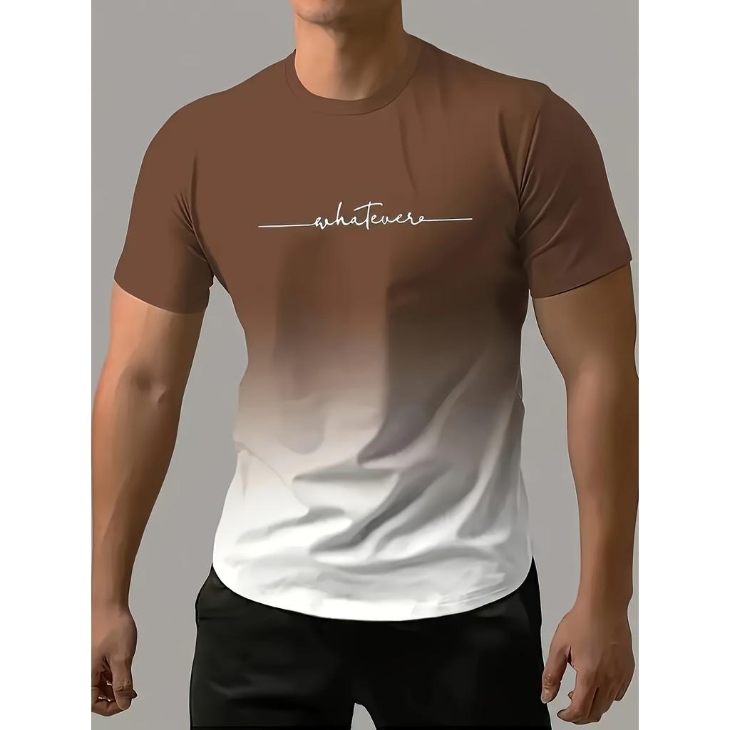 Men's Fashion Avant-garde Gradient T-shirt - Super Elastic, Breathable, Casual - Bright Colors, Round Neck T-shirt, Comfortable In Summer XVGJ