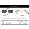 2PCS European and American Retro Gradient Frameless Sunglasses for Men New Trend Boxy Sunglasses for Women UV Resistant