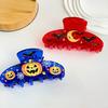 Hair Claw for Women, Halloween Themed Hair Clip with Pumpkins Bats Skeletons Prints, Transparent Acrylic Shark Hair Claw, Comfortable Fit Hair