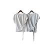 French strap waist short-sleeved T-shirt women's summer design sense casual loose and thin temperament thin versatile top