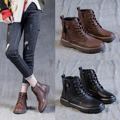 Casual Martin Boots Women's Spring and Autumn Flat Heel Soft-soled Short Boots 2025 New British Style Large Size Versatile Women's Boots