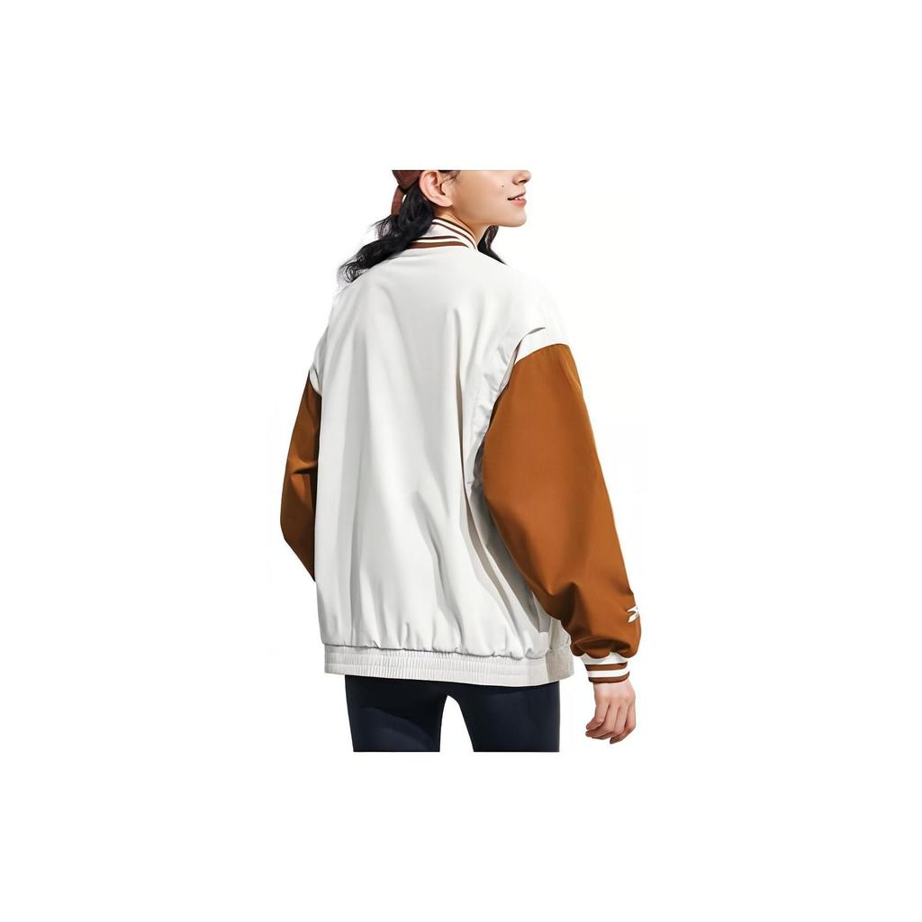 Anta Lifestyle Series Letter Splicing Single-Breasted Long Sleeve Baseball Jacket Women jackets Stone-White 162338608-1