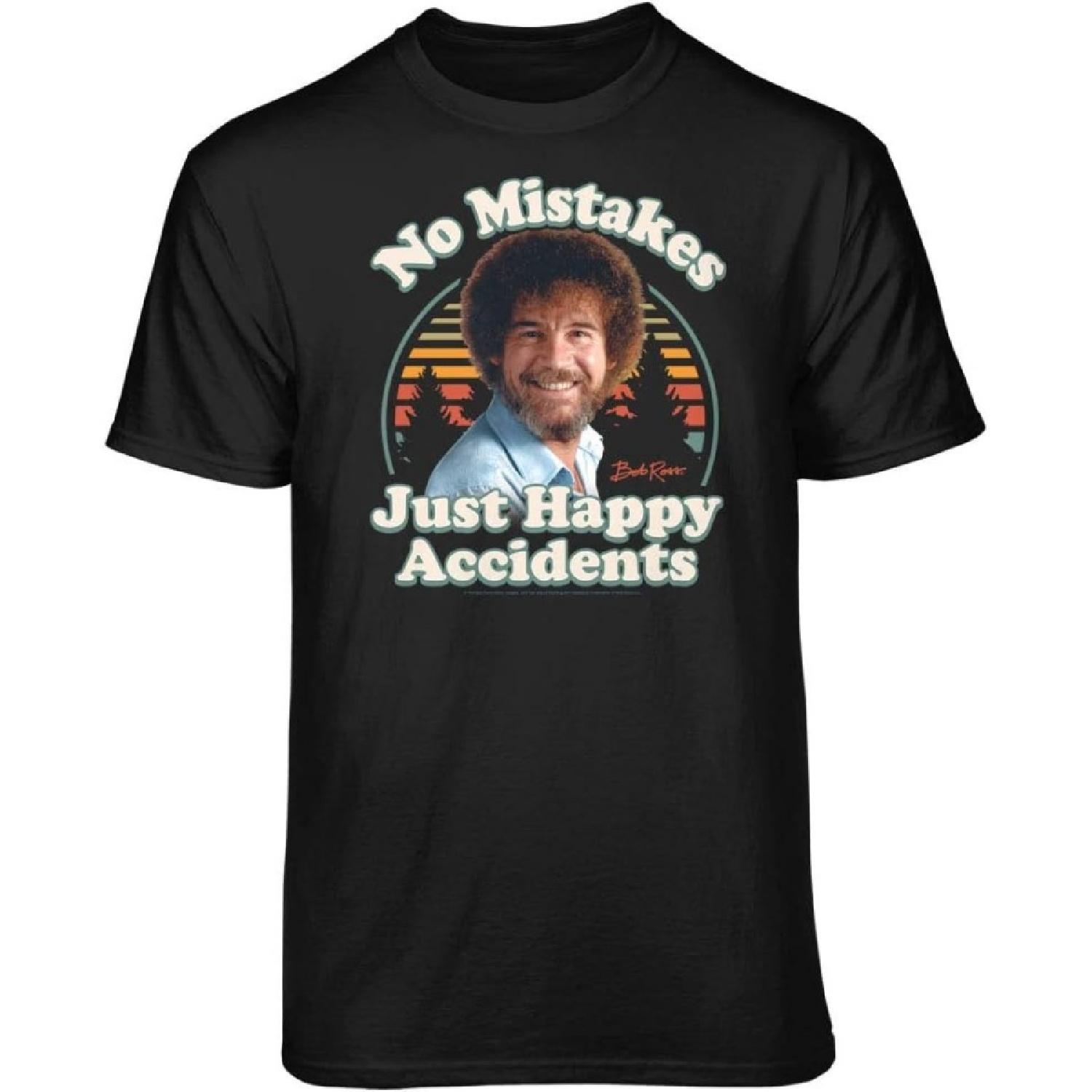 Teelocity Bob Ross No Mistakes Just Happy Accidents Retro Graphic T-Shirt XXXXXL разноцветный