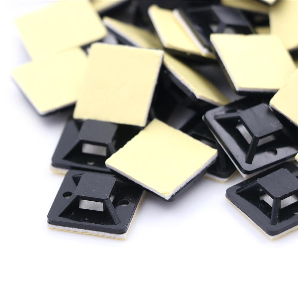 100/200 STÜCKE Selbstklebende Kabelbinderbasis Weiß Klebstofftyp Positionierung Kunststoff Selbstklebende Kabelbinderhalterung Basis Halter 20x20x6mm