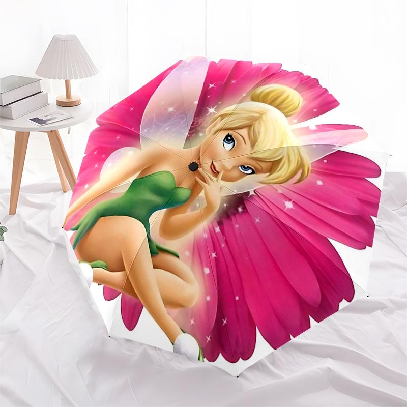 Tinker Bell Themed Travel Umbrella-8 Ribs Automatic Opening and Closing, Portable Folding Design, Compact and Stylish Umbrella