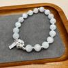 2025 Exquisite Sterling Silver Lotus Bracelet with Crystal White Cat Eye Beads - Luxurious Women's Hand Jewelry