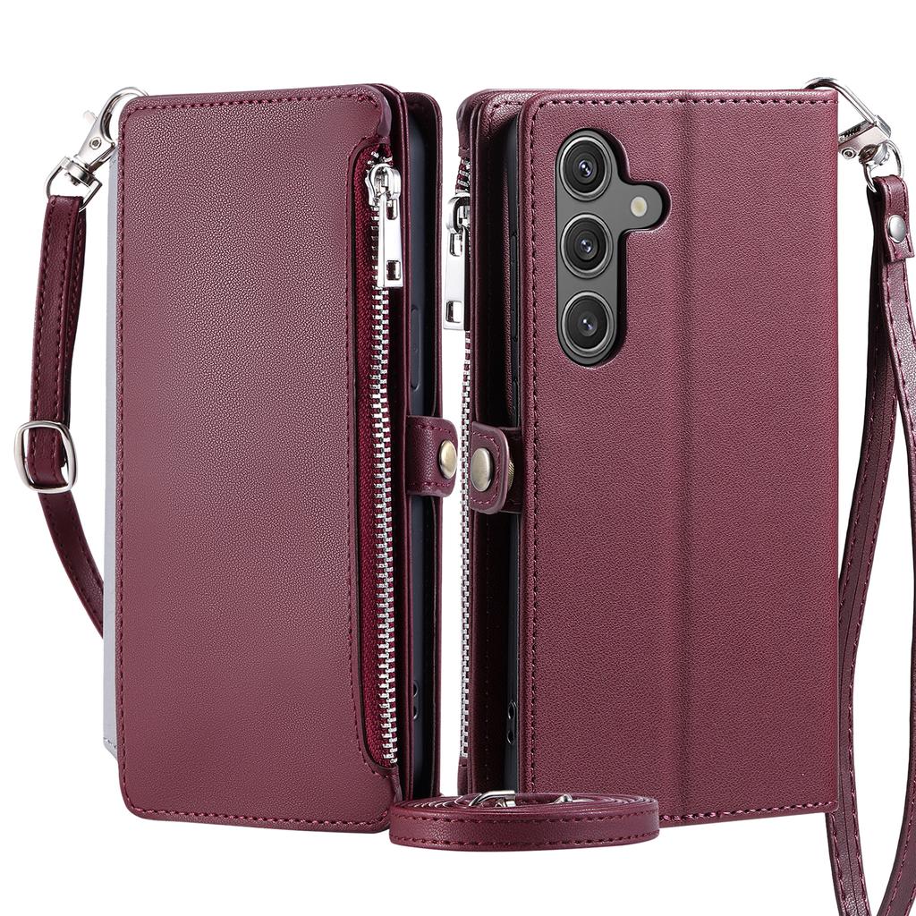 015 Style For Samsung Galaxy A36 5G Case TPU+PU Leather Wallet Phone Cover with Straps