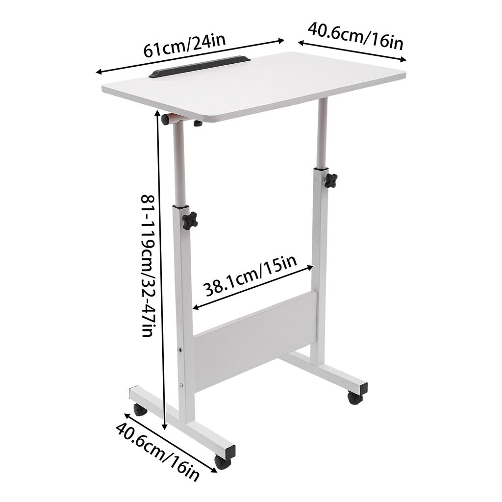 Adjustable Height Standing Desk, Portable Laptop Desk with Rolling Computer Stand MDF, Carbon Steel for Office, Living Room