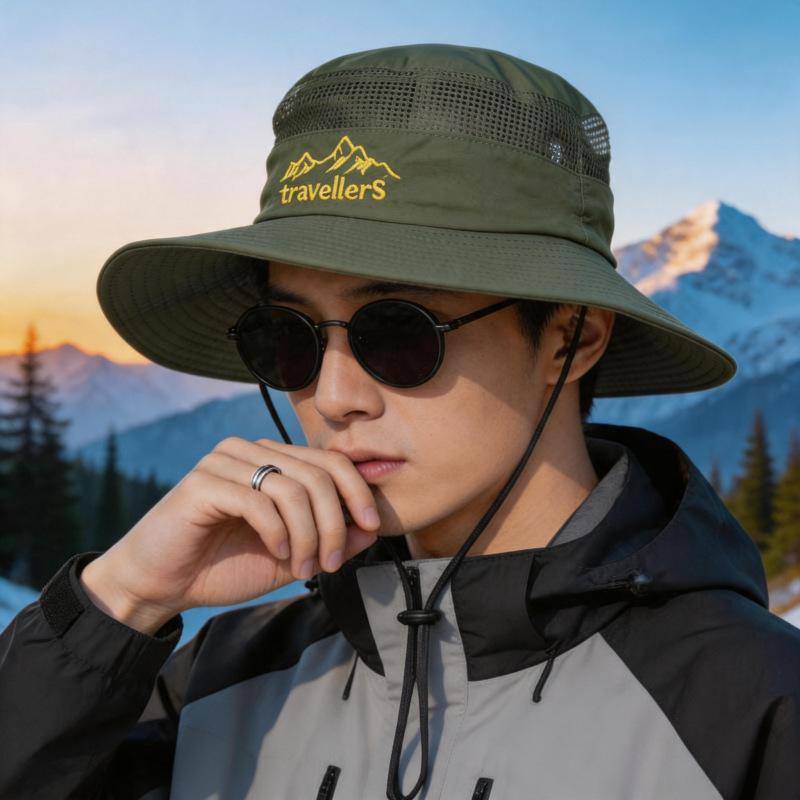 Outdoor shading and sun protection fisherman's hat men's summer large brim UV protection mountain hiking fishing hat