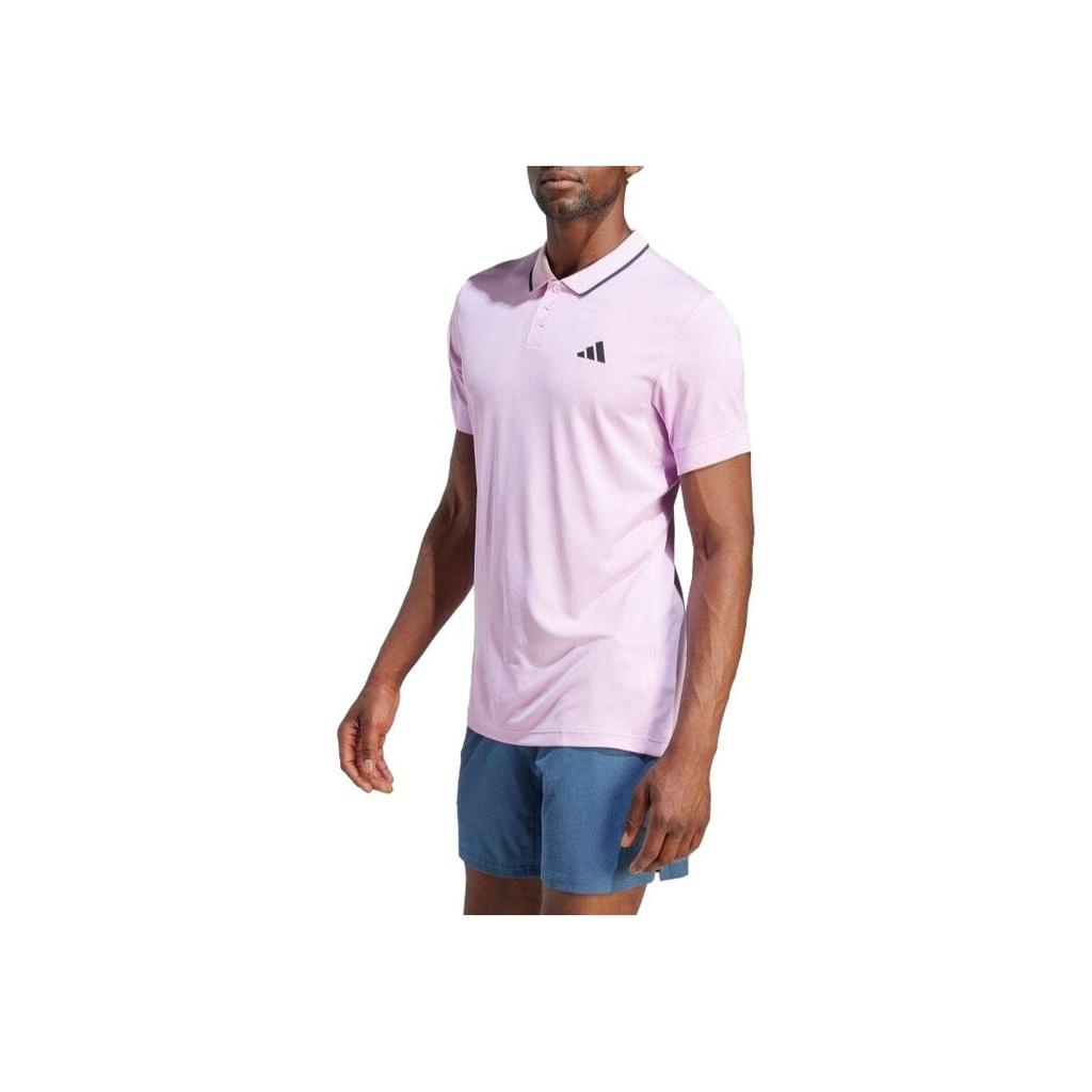 Adidas Logo Print Casual Short Sleeve Polo Shirt Men Polo Shirts Pink IA8286