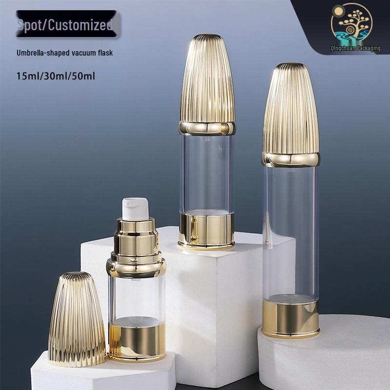 Umbrella-Shaped Electroplated Vacuum Bottle for Skincare, Available in 15ml, 30ml, and 50ml 15ml золотой