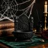 Gothic Skull Candy Bowl Halloween Cathedral Bowl, 3D Printed Spooky Dark Storage Matte Black Desk Organizer Dish, Desktop Snack Serving Tray for Home