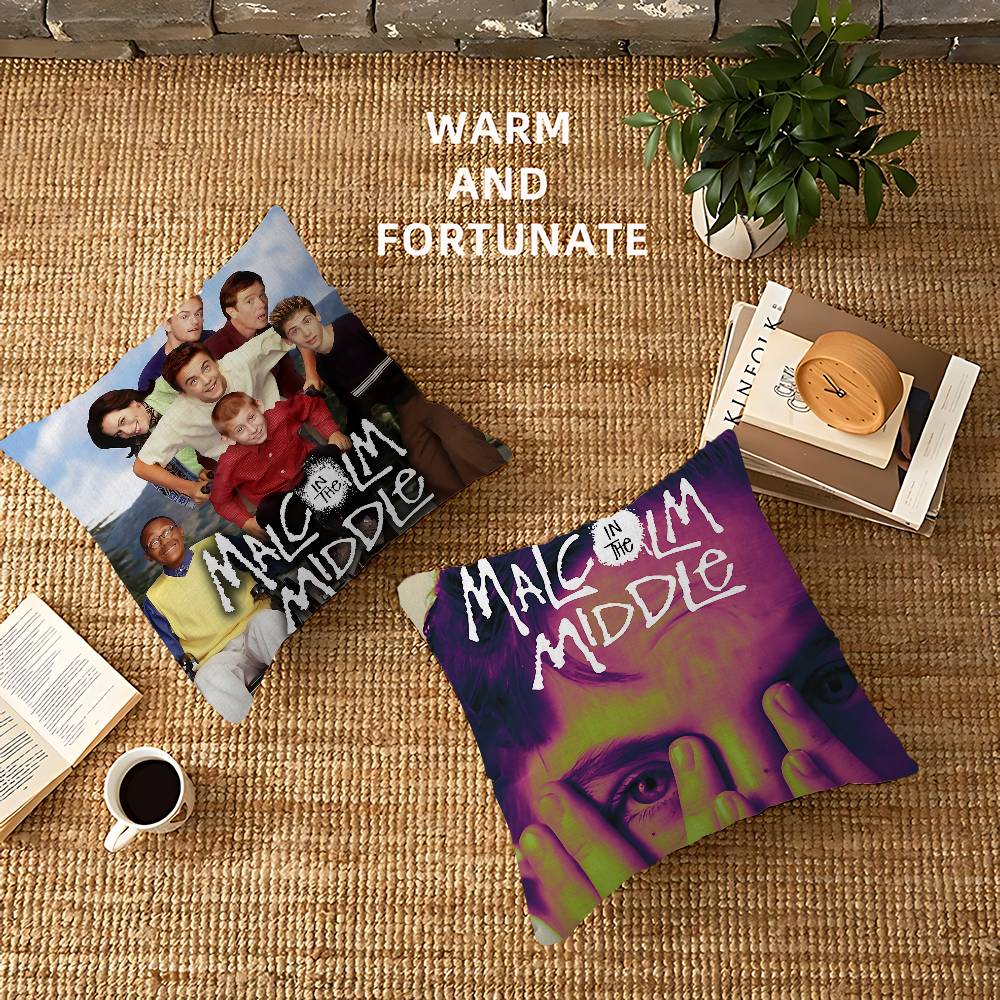 M-Malcolm In The Middle Pillow Covers Cartoon Sofa Decorative Home Double-sided Printing Short Plush Cute Cushion Cover