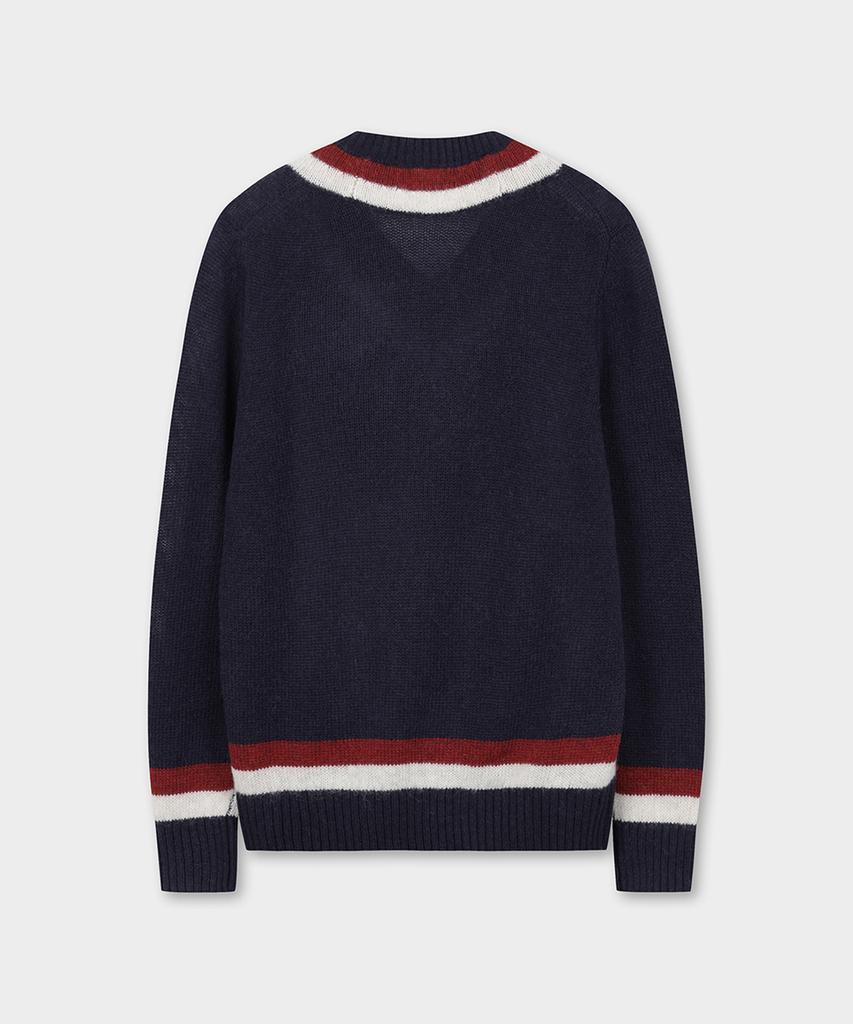 BROOKS BROTHERS Tennis V-Neck Sweater (Navy) (Bbwnmf4522Qef)