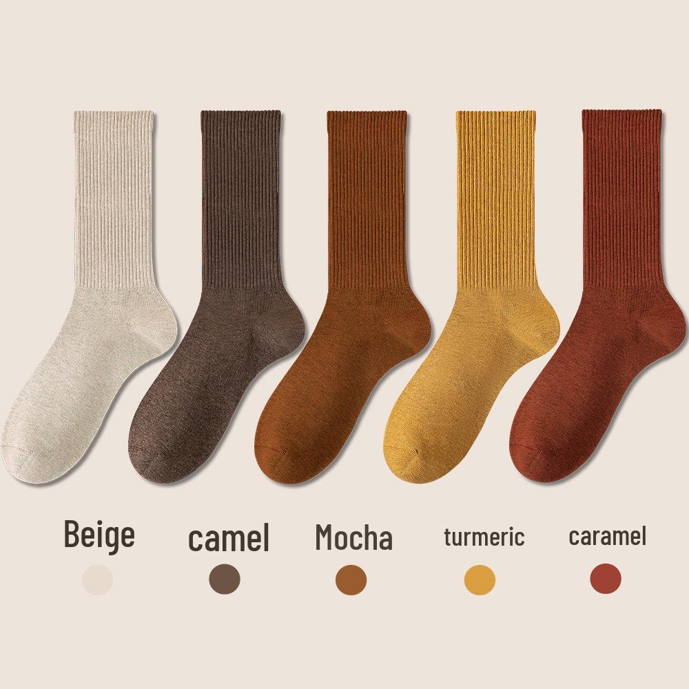 Women's Seamless Knee-High Cotton Socks, Antibacterial & Warm, Autumn/Winter 2024 Collection