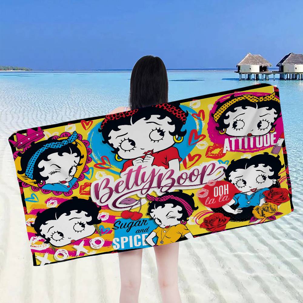 Anime B-Bettys B-Boops Microfiber Beach Towel Absorbent Quick Dry Soft Yoga Swimming Resort Mountain Climbing Towel