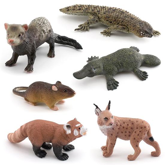 Realistische Tierfigur Leopardkatze Roter Panda Maus Schnabeltier Frettchen Egernia