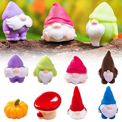 Figure di Gnomi Mini Multicolore Cartone Animato Resina Fungo Zucca Nani in Miniatura Statua Micro Paesaggio Muschio Terrario Giardino Elfo