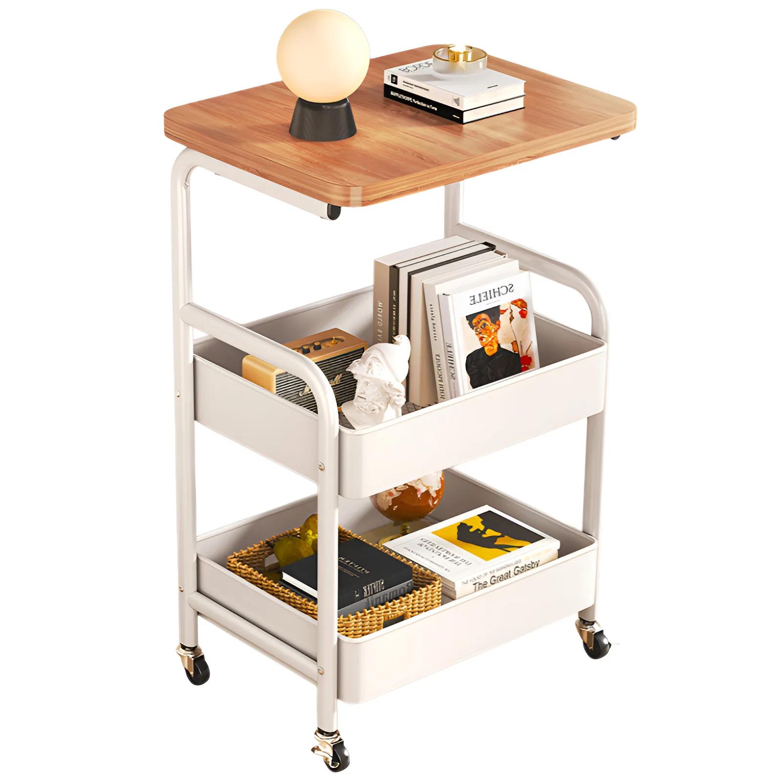 

Multi-Purpose Movable Storage Stand, Wheeled Open Double-Layer Organizer for Home, Efficient for Small Items and Essentials белый