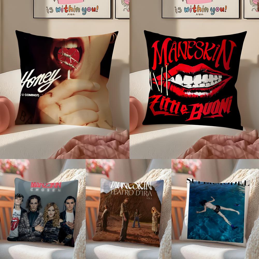Bold Italian Rock Band MManeskin Cushion Cover Pillowcase Short Plush Invisible zipper Room Sofa Cushion Cover