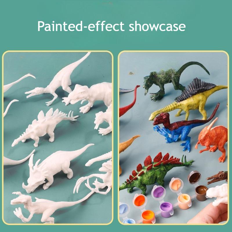 Paint Your Own Dinosaur Kit 8 White Blank Models with Paints Creative DIY Toy for Kids Fun Arts Crafts Educational Gift