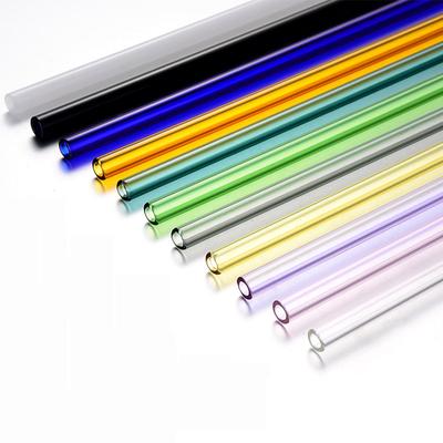Fashion Pure Color Birthday Wedding Flat Pyrex Glass Reusable Simple Drinking Straw 20cm Party 1pc New Straight
