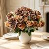 DIY 6 Heads Silk Rose Bouquet Fake Flowers Home Party Ornament
