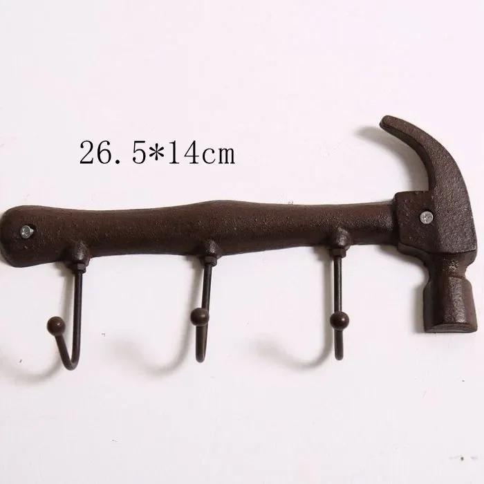 Tool Shaped Hook Country Style Retro Metal Iron Creative Courtyard Hook Home Furnishing Garden Outdoors Wall Decoration