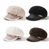 Thick Plush Stitching Octagonal Cap Women's Winter Warm Beret Ear Protection Cap