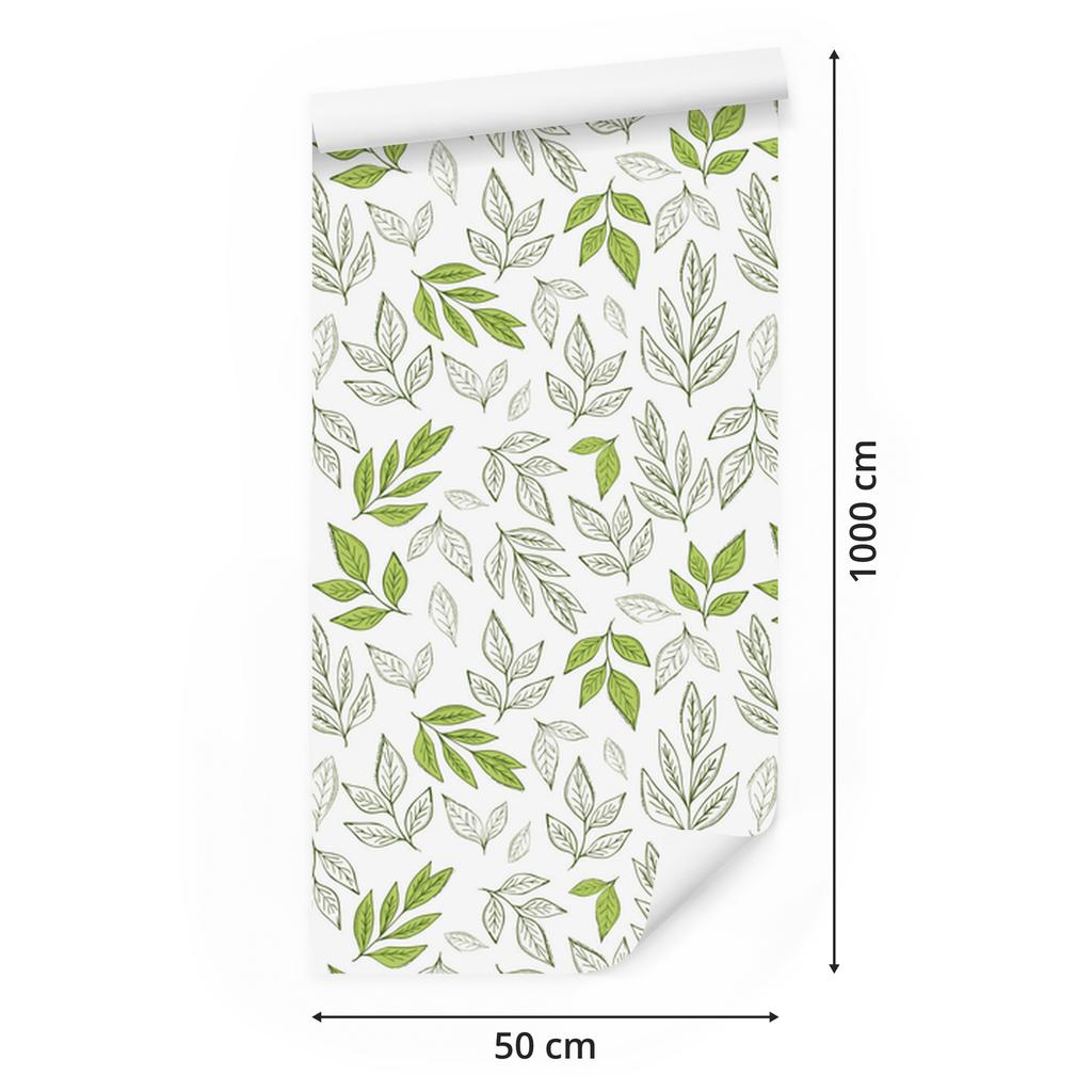 Drawn Leaves Wallpaper for Living Room and Bedroom 50x1000