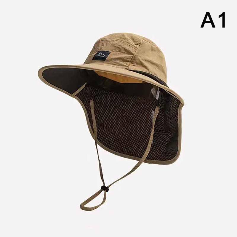 Children'S Summer Wide Brim Waterproof And Quick-Drying Panama Caps Outdoor Visor Uv Neck Protection Bucket Hats