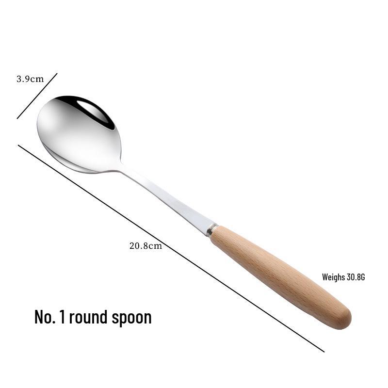 Japanese Wooden Handle Stainless Steel Cutlery Set - Knife, Fork, Spoon for Western Cuisine