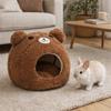 Cozy Cartoon Hamster Warm Nest Bear Shape Semi-enclosed Guinea Pig House Windproof Plush Hamster Cotton Nest Winter