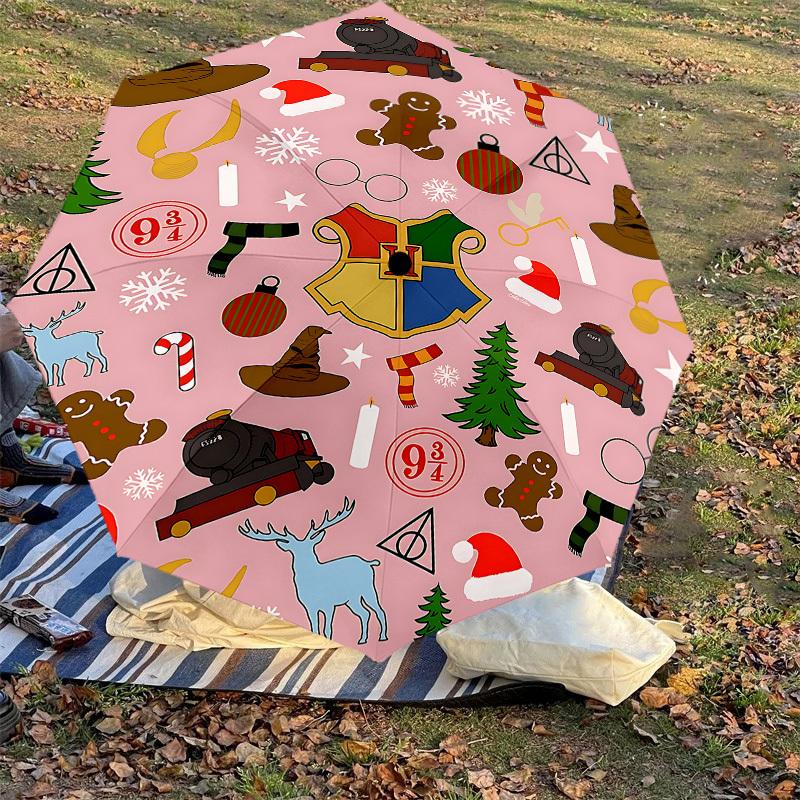 1PC Christmas Harry Potter Umbrella-8-Rib Reinforced, Automatic Open, Lightweight & Durable, Cute Fashion Accessory for Outdoor, D2675