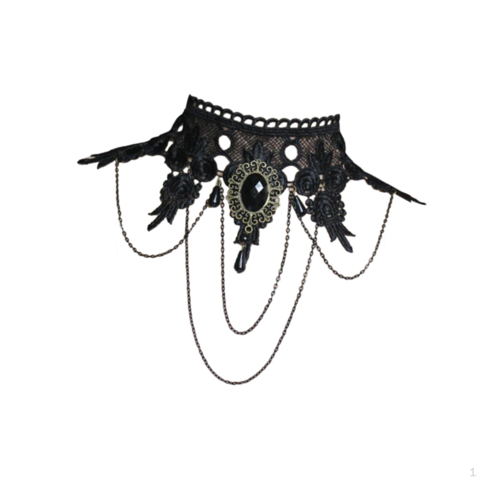 

Стимпанк Черное кружевное ожерелье Панк Готика Ювелирные изделия Аксессуары для Хэллоуина