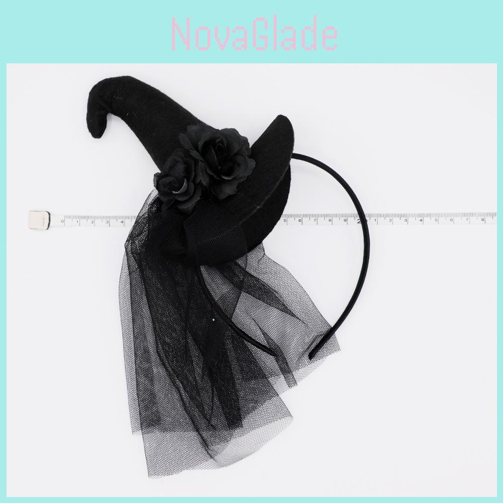 New Lace Headband For Halloween Party Costumes Vintage Style French Witch Hat With Cartoon Ghost Elements Handmade)