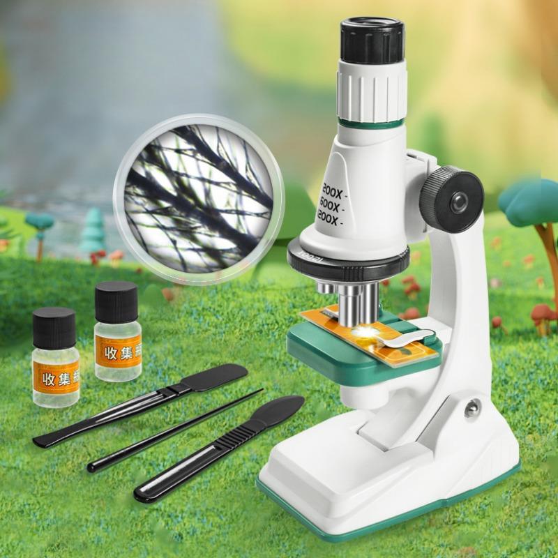 Kit Microscop pentru Copii 200x 600x 1200x Jucărie STEM Știință Biologică Lupă de Mână Microscop de Buzunar Educațional Școlar cu Lumină LED