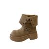 Retro thick-soled Martin boots women's autumn and winter small man height-increasing and thin short boots