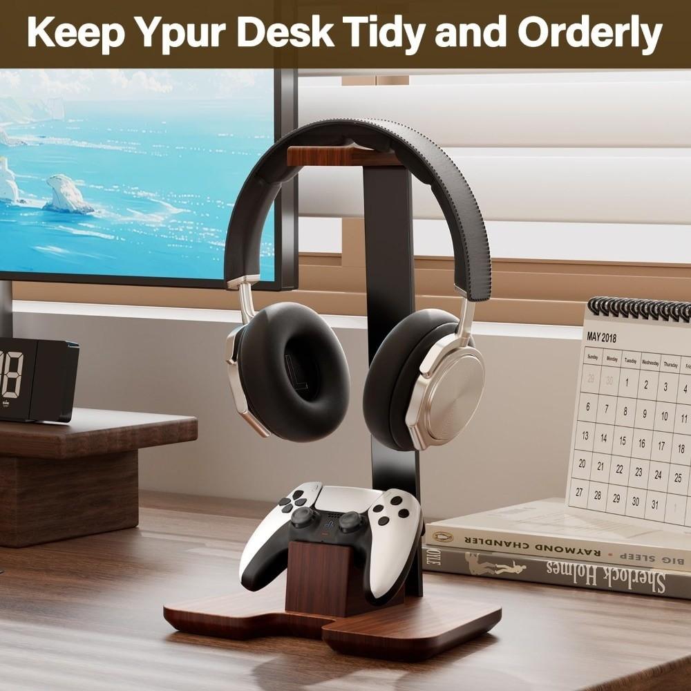 High Quality Wooden Headphone Stand Detachable Universal Headset Stand Creative Game Controller Stand for Desk